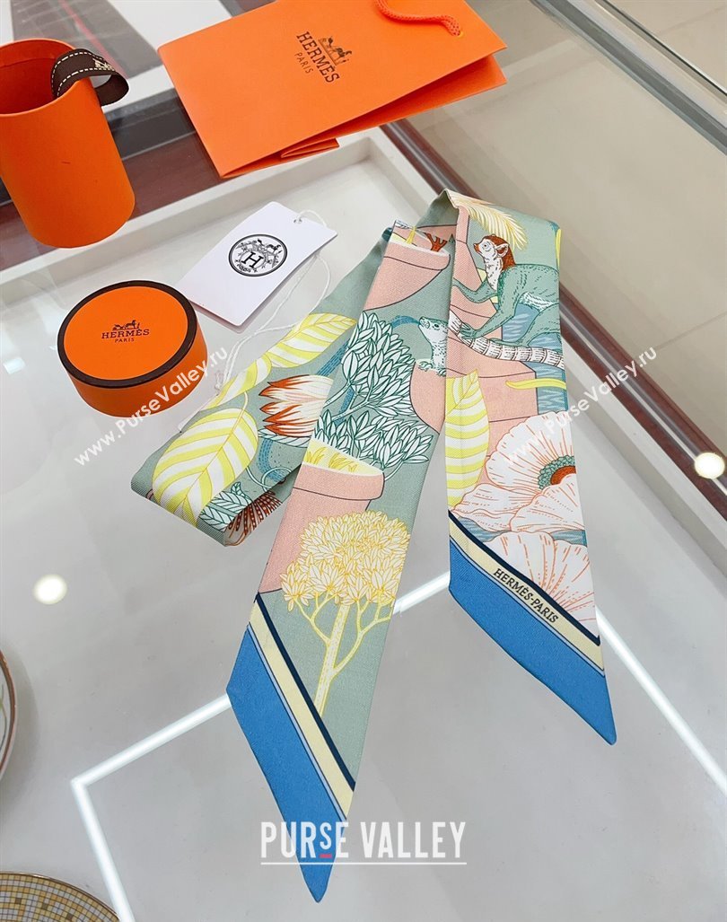 Hermes Silk Bandeau Scarf 5x86cm Light Blue 2024 040702 (A-240407048)