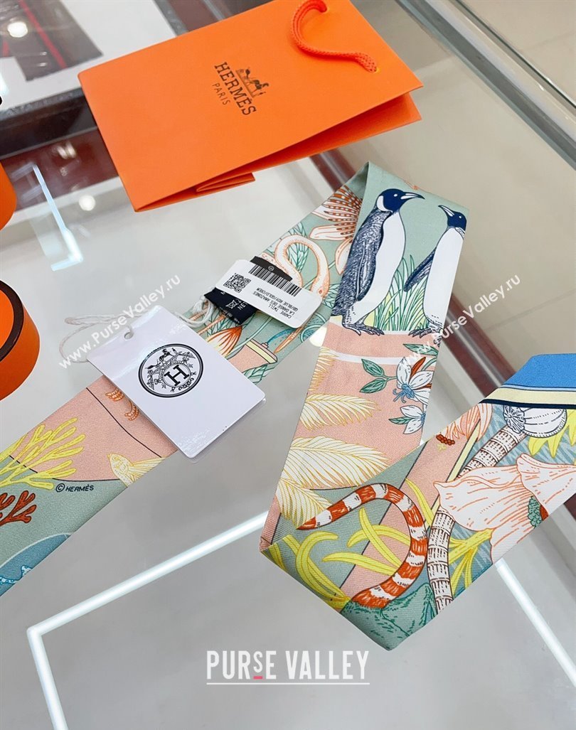 Hermes Silk Bandeau Scarf 5x86cm Light Blue 2024 040702 (A-240407048)