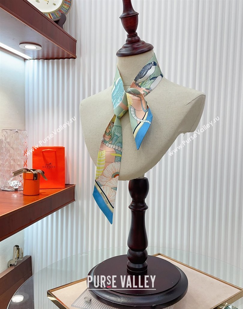 Hermes Silk Bandeau Scarf 5x86cm Light Blue 2024 040702 (A-240407048)