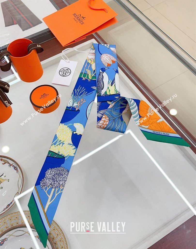 Hermes Silk Bandeau Scarf 5x86cm Green 2024 040702 (A-240407049)