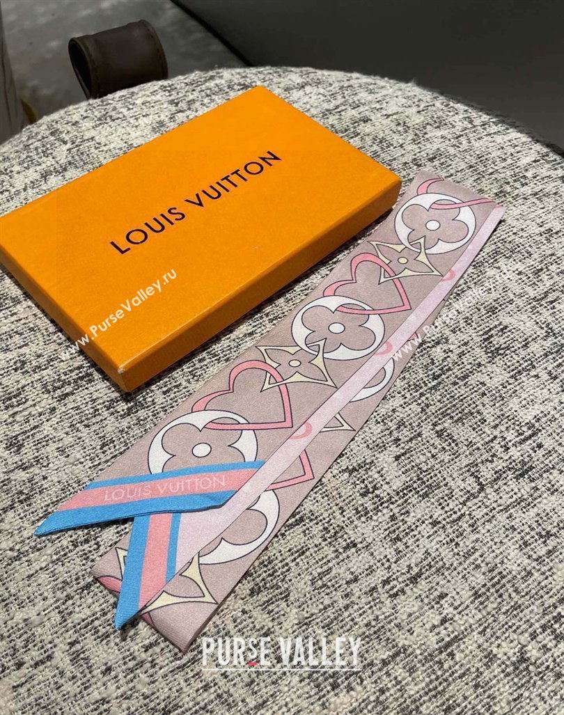 Louis Vuitton Love Silk Bandeau Scarf Pink 2024 040701 (A-240407051)