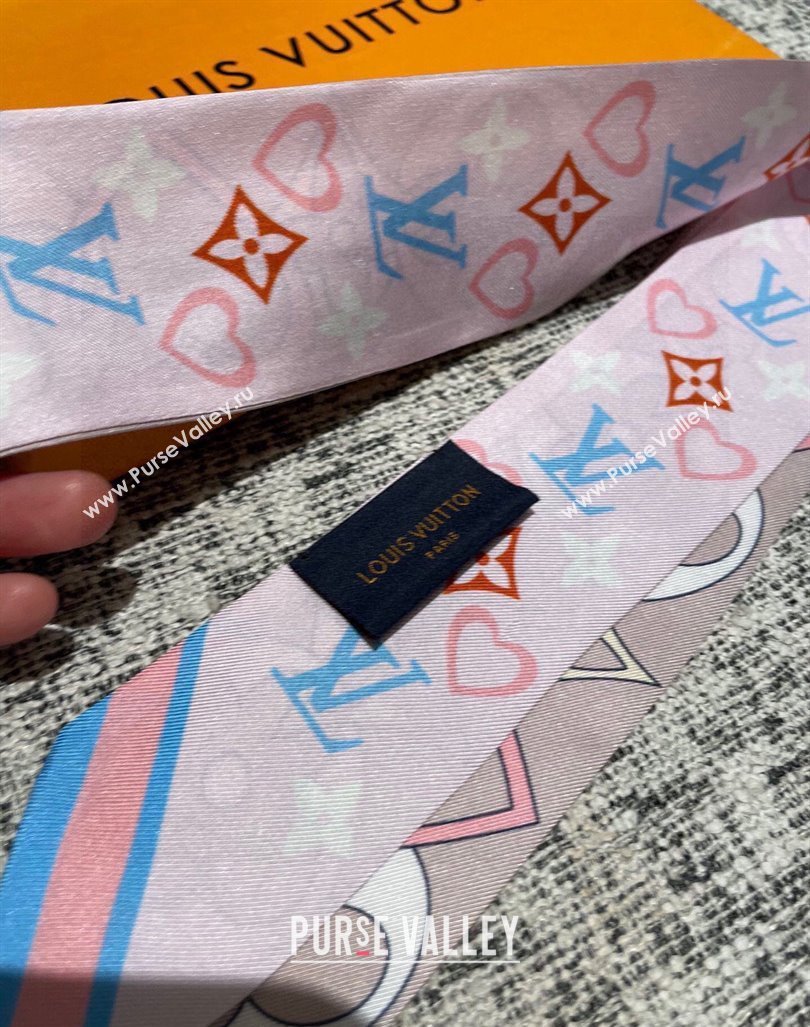 Louis Vuitton Love Silk Bandeau Scarf Pink 2024 040701 (A-240407051)