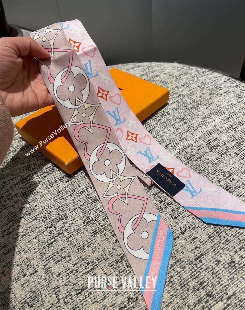 Louis Vuitton Love Silk Bandeau Scarf Pink 2024 040701 (A-240407051)