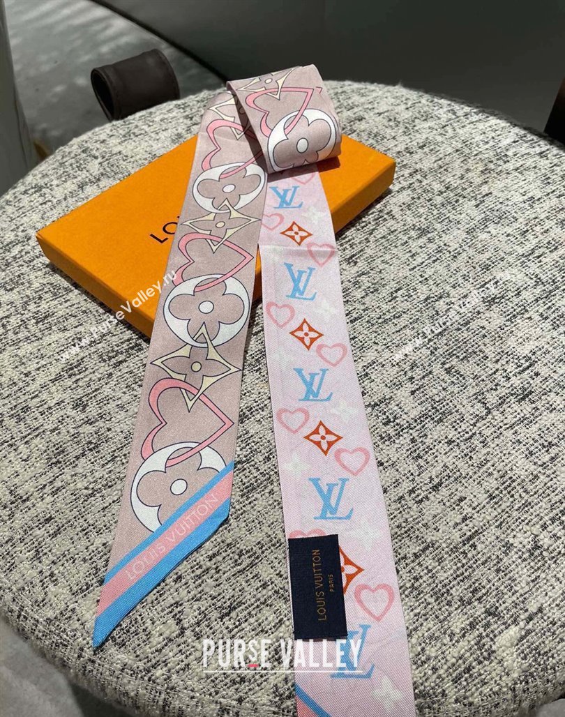 Louis Vuitton Love Silk Bandeau Scarf Pink 2024 040701 (A-240407051)