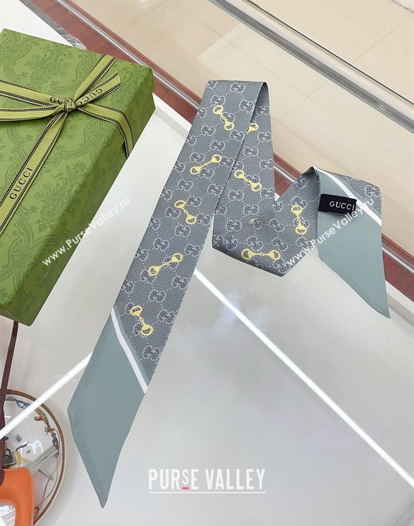 Gucci Horsebit Print Bandeau Scarf Grey 2024 0407 (A-240407054)