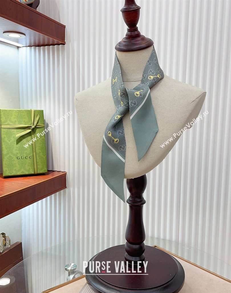 Gucci Horsebit Print Bandeau Scarf Grey 2024 0407 (A-240407054)