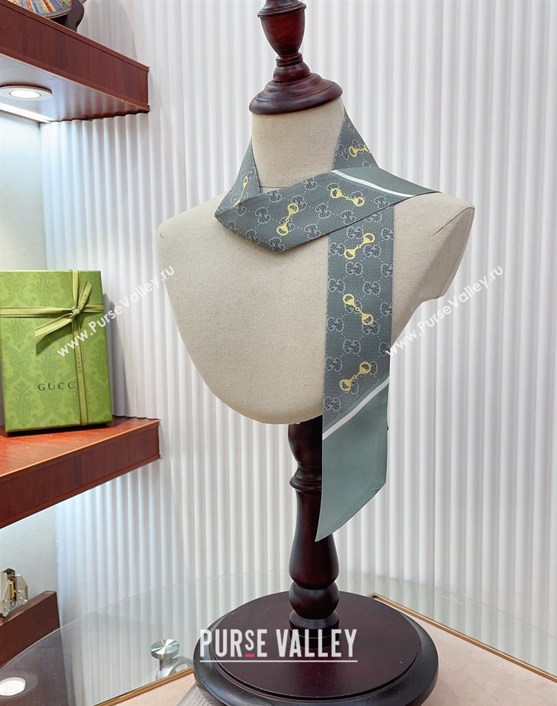 Gucci Horsebit Print Bandeau Scarf Grey 2024 0407 (A-240407054)