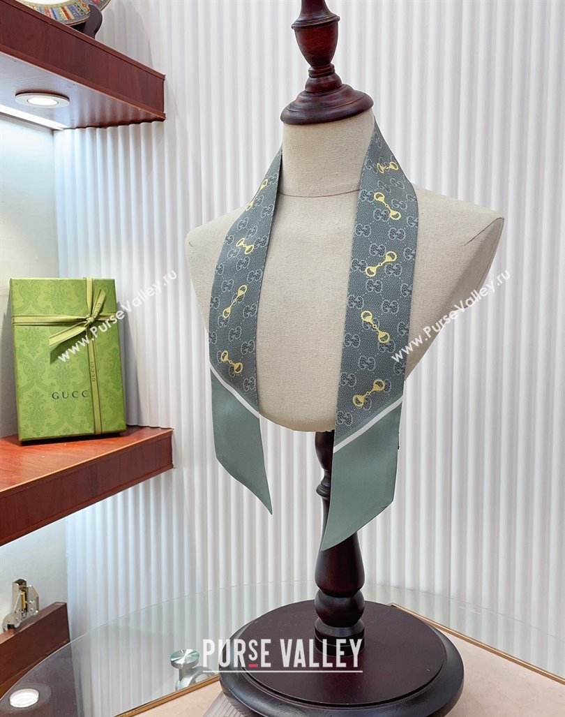 Gucci Horsebit Print Bandeau Scarf Grey 2024 0407 (A-240407054)