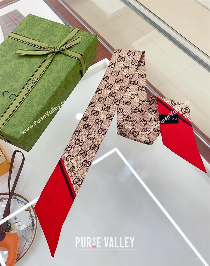 Gucci Horsebit Print Bandeau Scarf Red 2024 0407 (A-240407056)