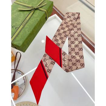 Gucci Horsebit Print Bandeau Scarf Red 2024 0407 (A-240407056)