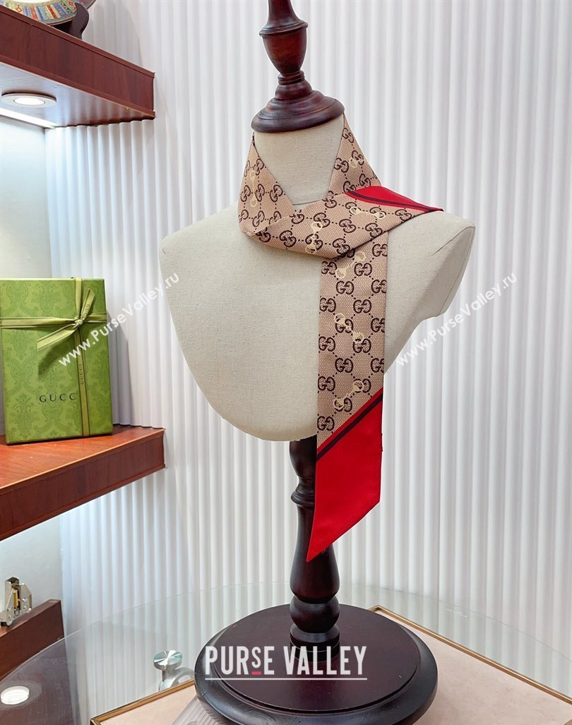 Gucci Horsebit Print Bandeau Scarf Red 2024 0407 (A-240407056)