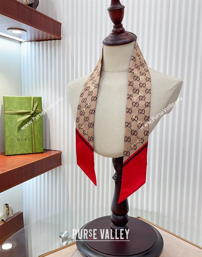 Gucci Horsebit Print Bandeau Scarf Red 2024 0407 (A-240407056)