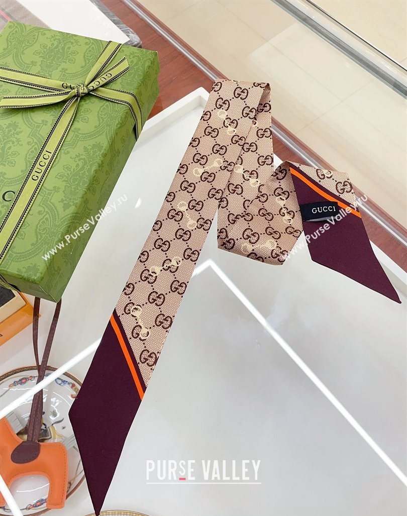 Gucci Horsebit Print Bandeau Scarf Brown 2024 0407 (A-240407057)