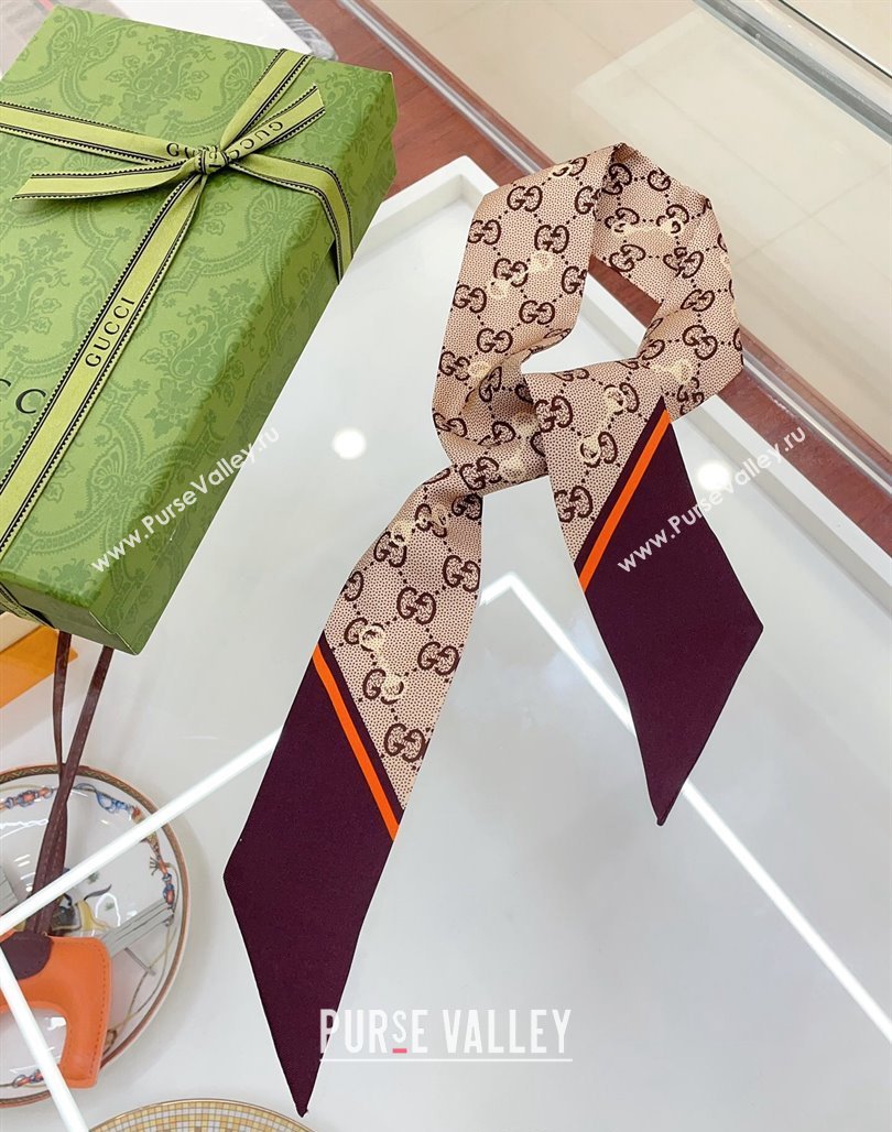 Gucci Horsebit Print Bandeau Scarf Brown 2024 0407 (A-240407057)