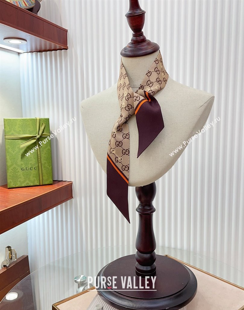 Gucci Horsebit Print Bandeau Scarf Brown 2024 0407 (A-240407057)
