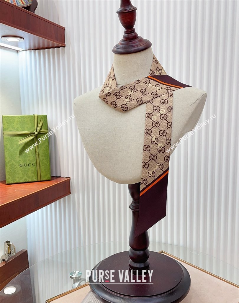 Gucci Horsebit Print Bandeau Scarf Brown 2024 0407 (A-240407057)