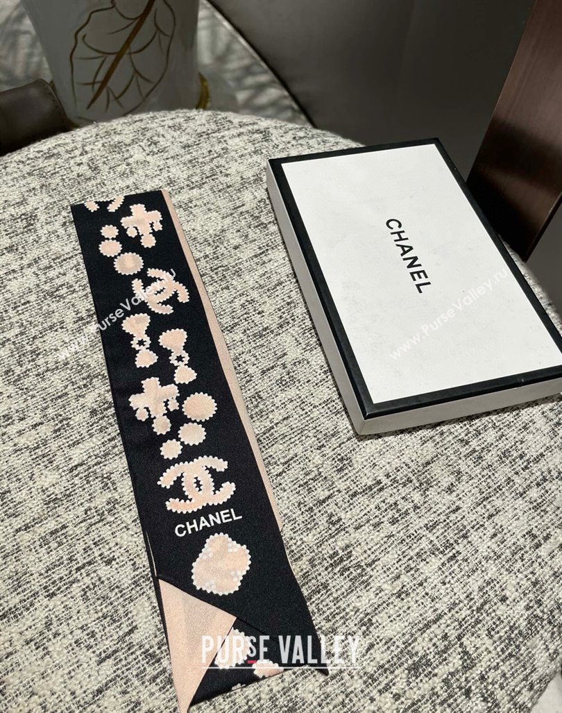 Chanel Silk Bandeau Scarf Pink 2024 040703 (A-240407058)