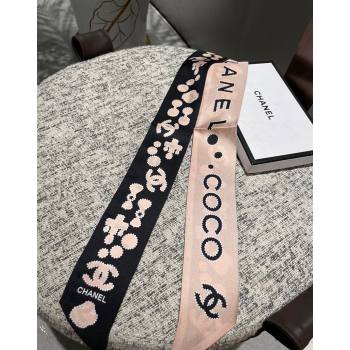 Chanel Silk Bandeau Scarf Pink 2024 040703 (A-240407058)