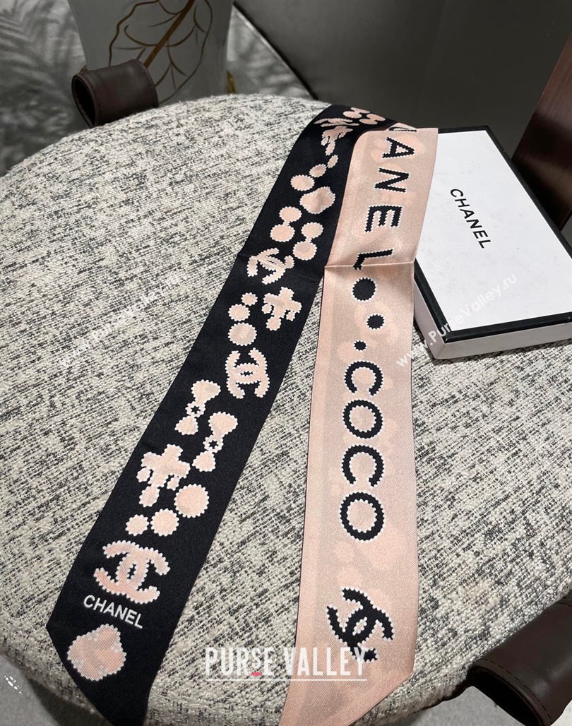 Chanel Silk Bandeau Scarf Pink 2024 040703 (A-240407058)