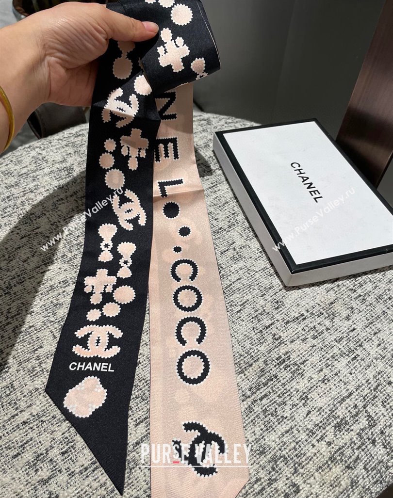 Chanel Silk Bandeau Scarf Pink 2024 040703 (A-240407058)