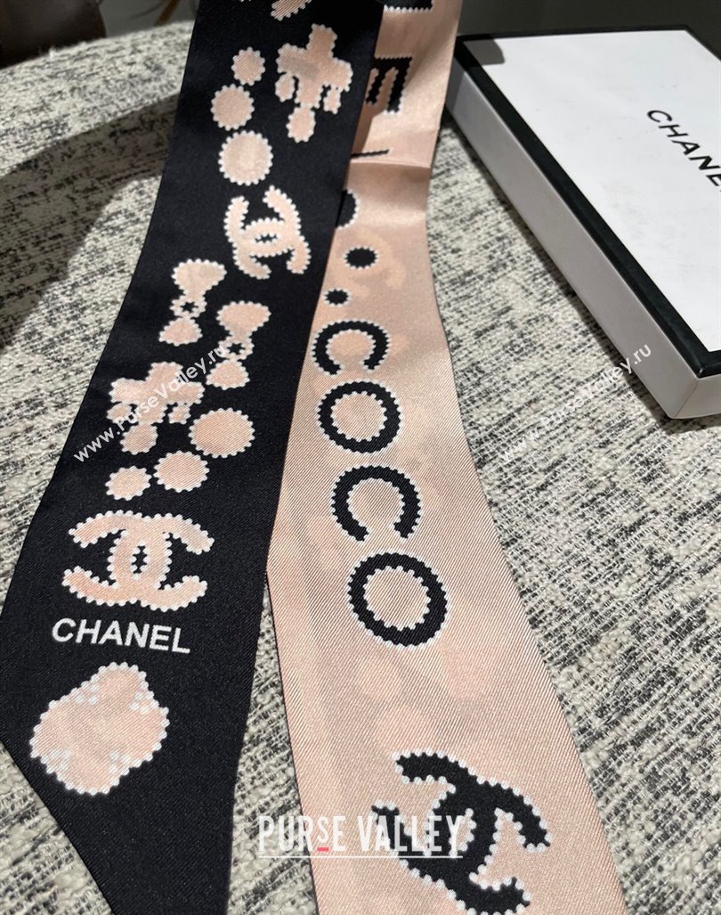 Chanel Silk Bandeau Scarf Pink 2024 040703 (A-240407058)
