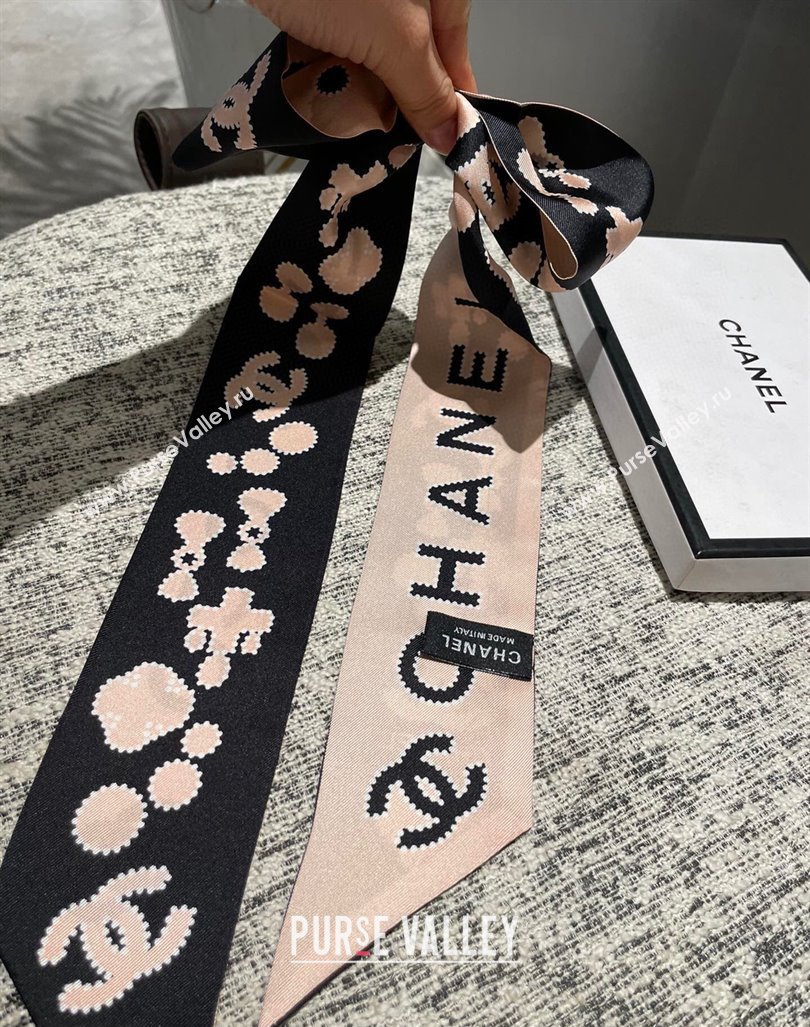Chanel Silk Bandeau Scarf Pink 2024 040703 (A-240407058)