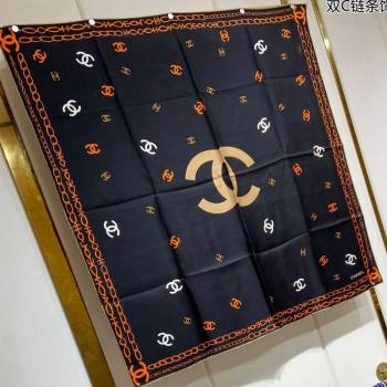 Chanel Silk Sqaure Scarf 90x90cm Black 2024 040703 (A-240407061)