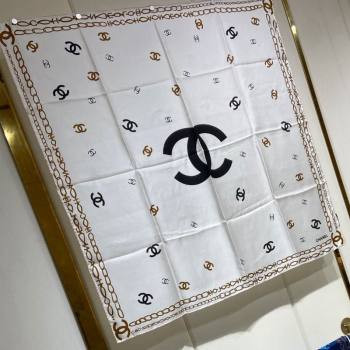 Chanel Silk Sqaure Scarf 90x90cm White 2024 040703 (A-240407062)