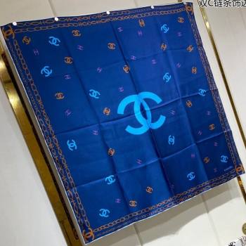 Chanel Silk Sqaure Scarf 90x90cm Blue 2024 040703 (A-240407063)