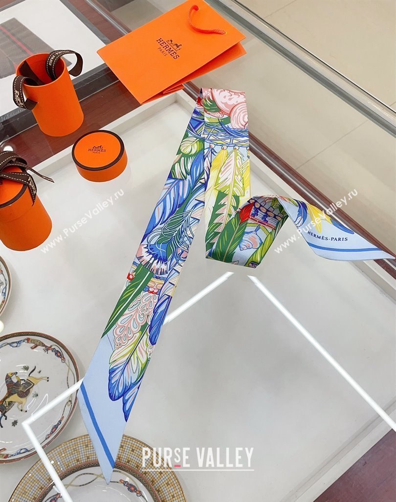 Hermes Silk Bandeau Scarf 5x86cm Light Blue 2024 040703 (A-240407064)