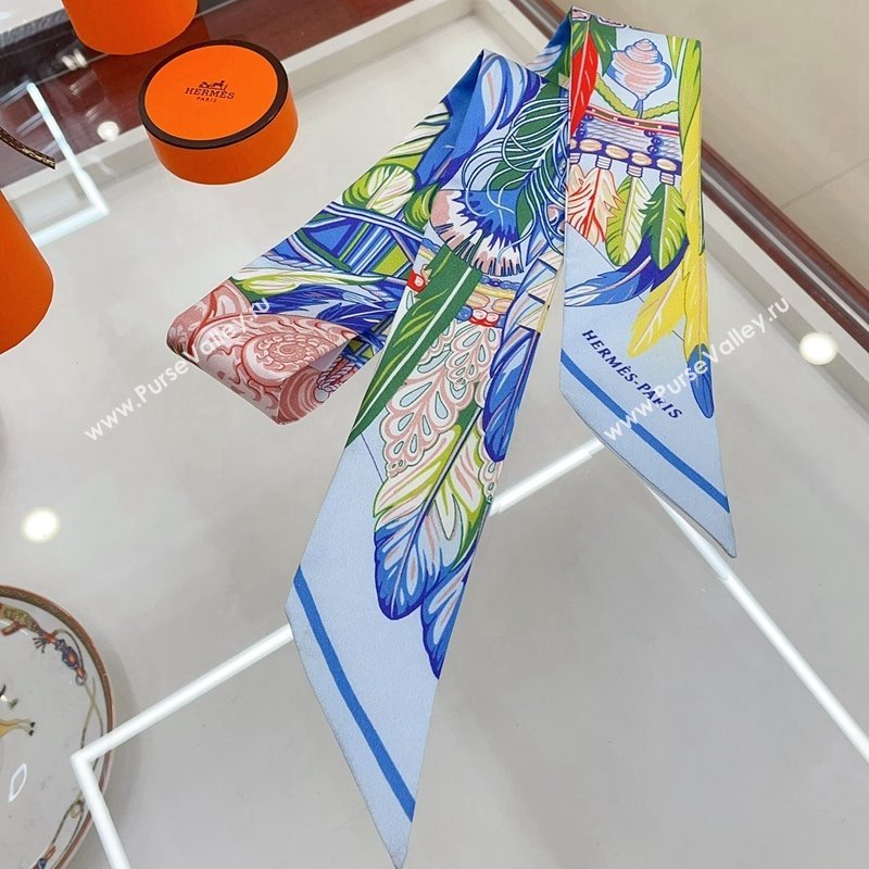 Hermes Silk Bandeau Scarf 5x86cm Light Blue 2024 040703 (A-240407064)