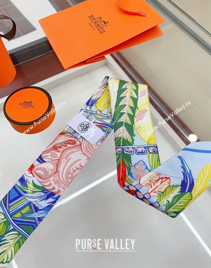 Hermes Silk Bandeau Scarf 5x86cm Light Blue 2024 040703 (A-240407064)