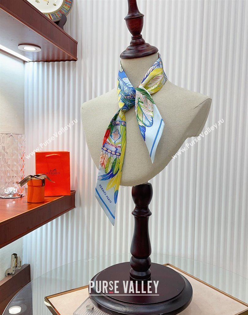 Hermes Silk Bandeau Scarf 5x86cm Light Blue 2024 040703 (A-240407064)