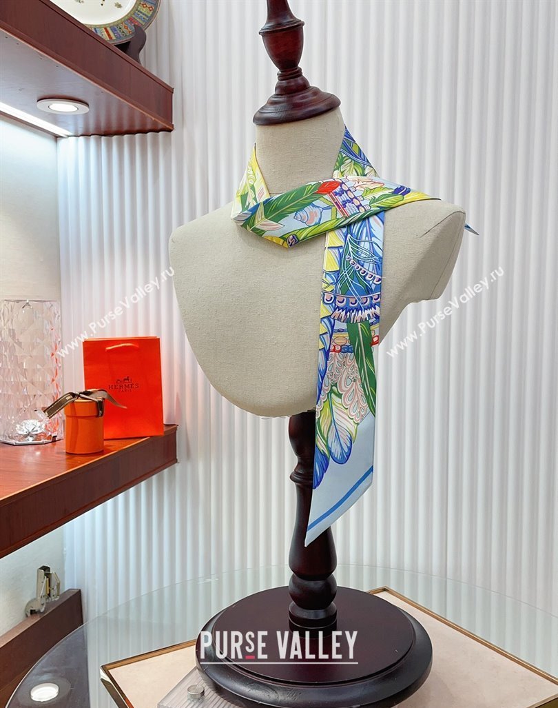 Hermes Silk Bandeau Scarf 5x86cm Light Blue 2024 040703 (A-240407064)