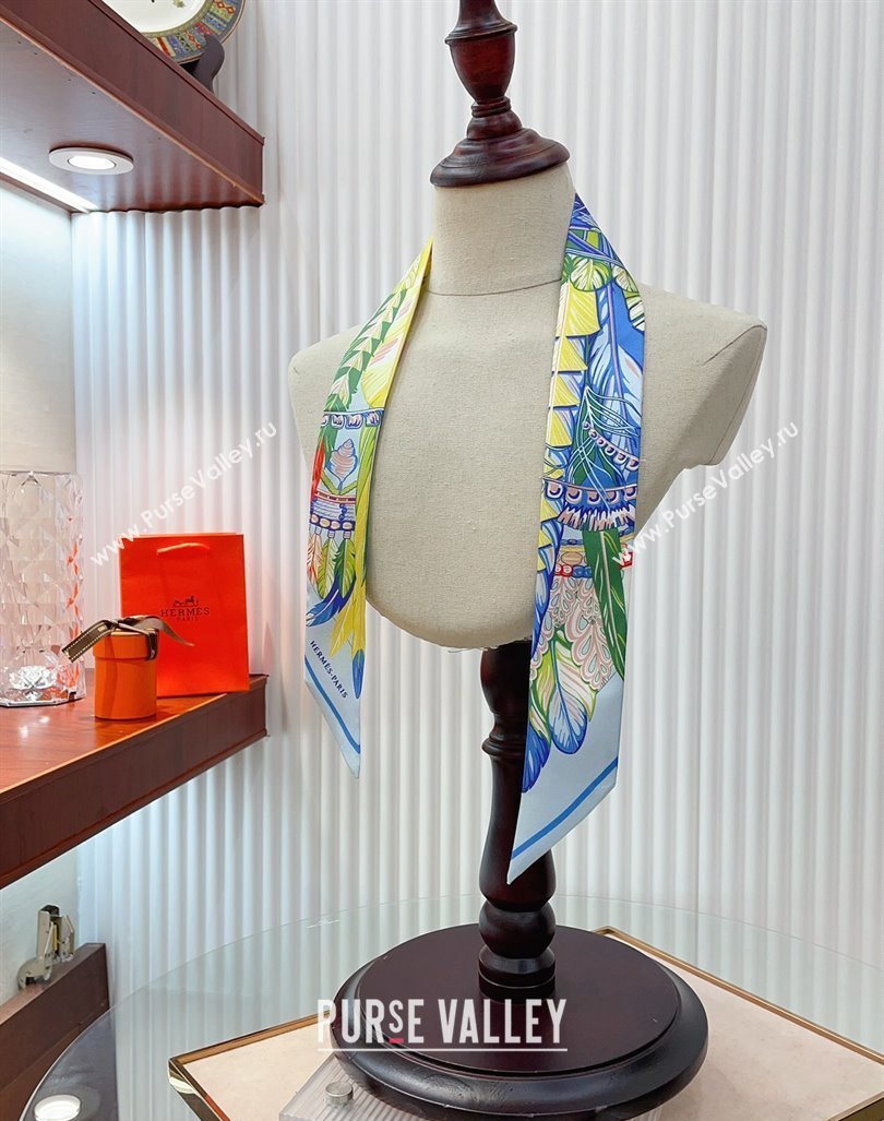 Hermes Silk Bandeau Scarf 5x86cm Light Blue 2024 040703 (A-240407064)