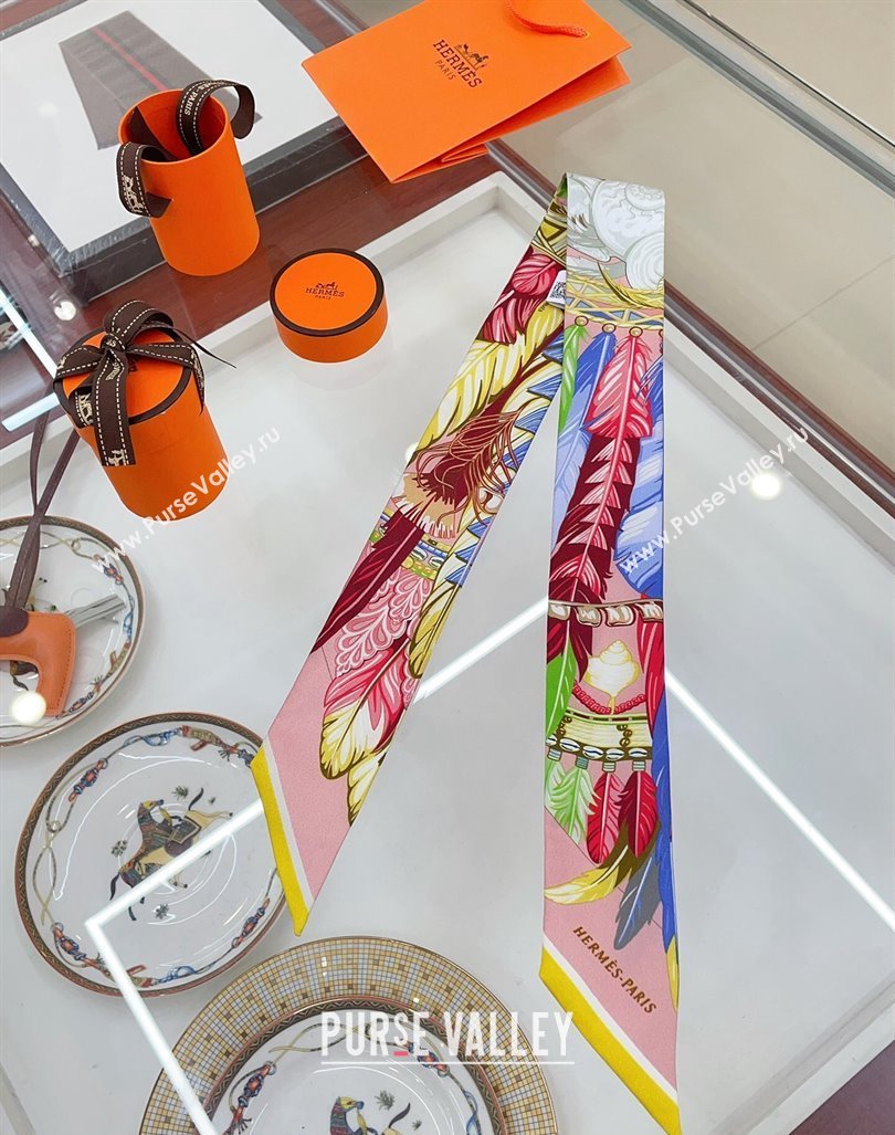 Hermes Silk Bandeau Scarf 5x86cm Pink 2024 040703 (A-240407066)