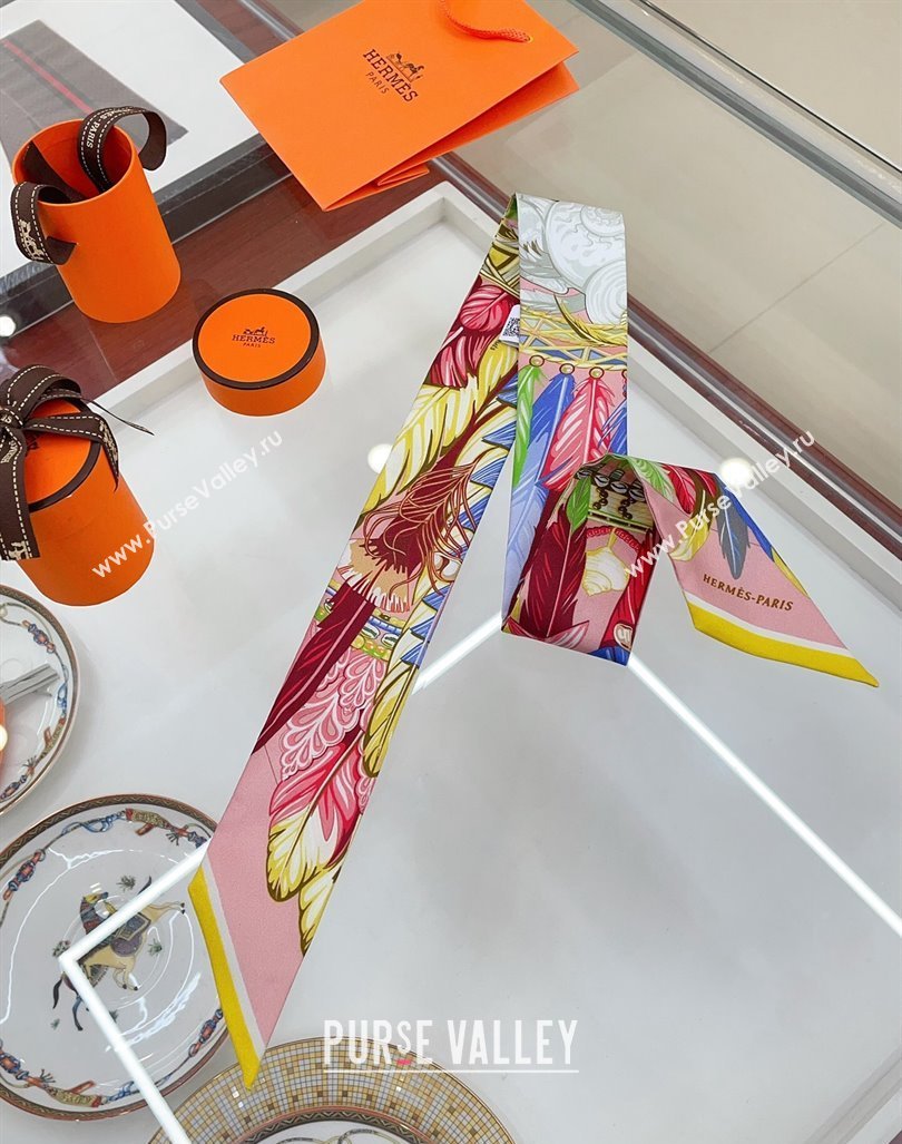 Hermes Silk Bandeau Scarf 5x86cm Pink 2024 040703 (A-240407066)