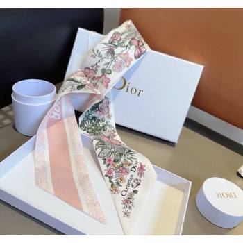 Dior Flora Silk Bandeau Scarf 6x100cm Pink 2024 040701 (A-240407068)
