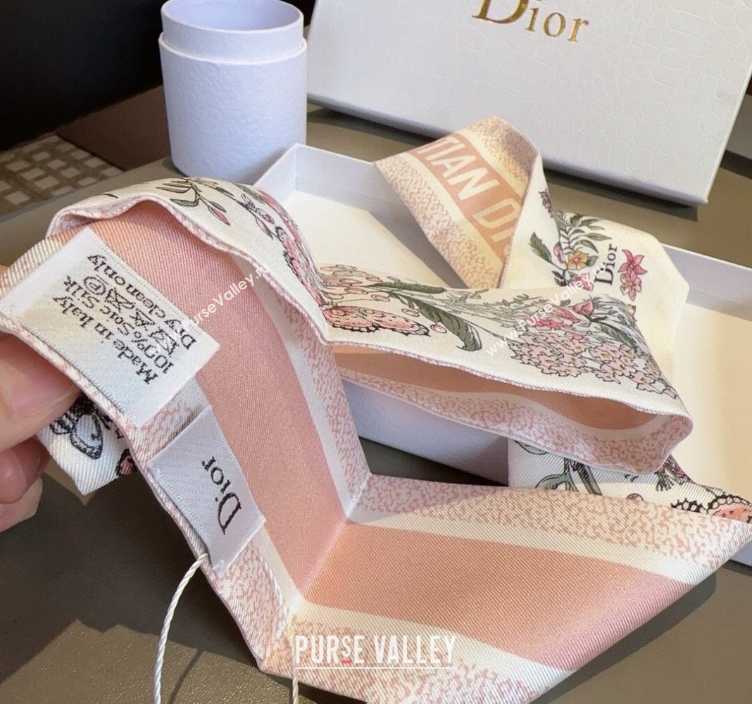 Dior Flora Silk Bandeau Scarf 6x100cm Pink 2024 040701 (A-240407068)