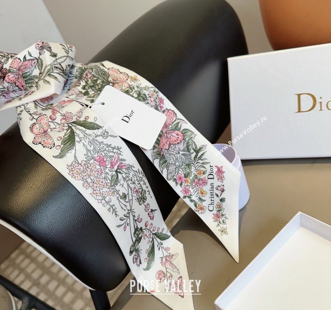 Dior Flora Silk Bandeau Scarf 6x100cm Pink 2024 040701 (A-240407068)