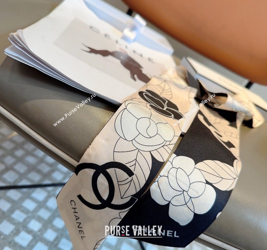 Chanel Camellia Silk Bandeau Scarf 6x120cm Pink 2024 0403 (XMN-240403158)