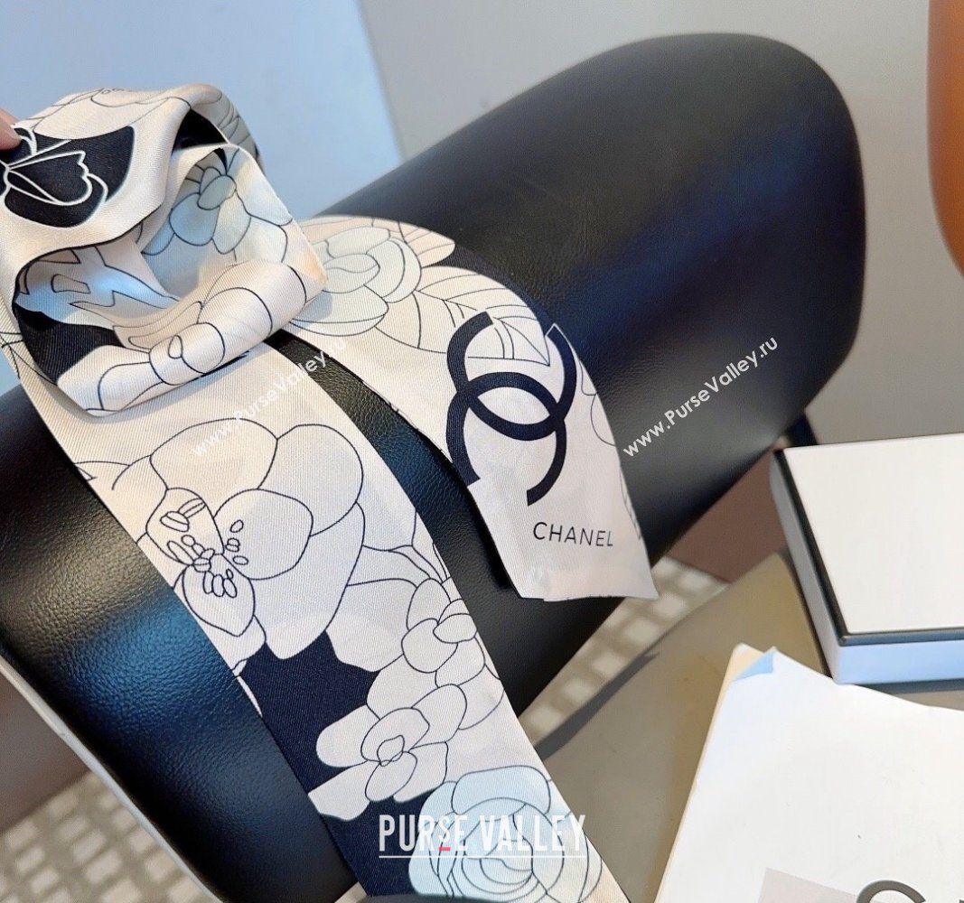 Chanel Camellia Silk Bandeau Scarf 6x120cm Pink 2024 0403 (XMN-240403158)