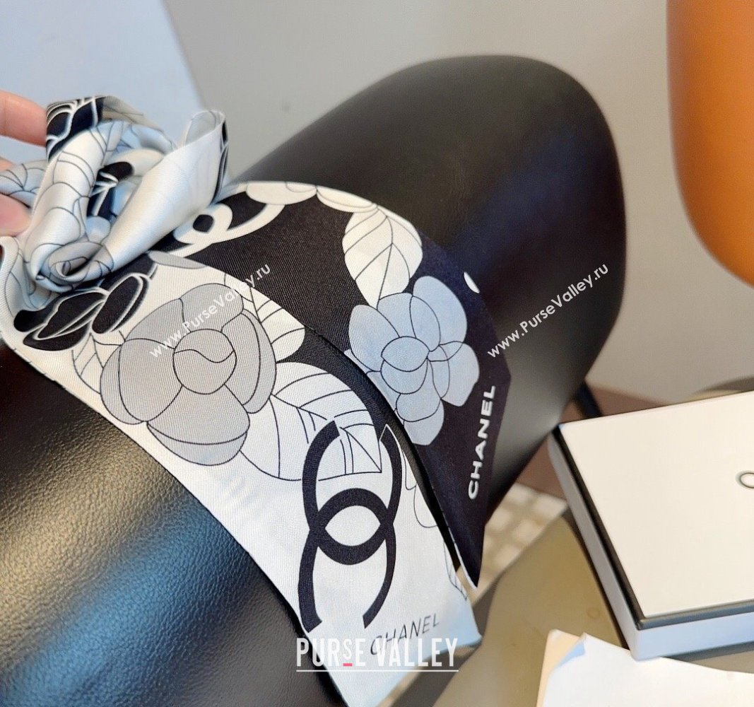 Chanel Camellia Silk Bandeau Scarf 6x120cm White 2024 0403 (XMN-240403157)