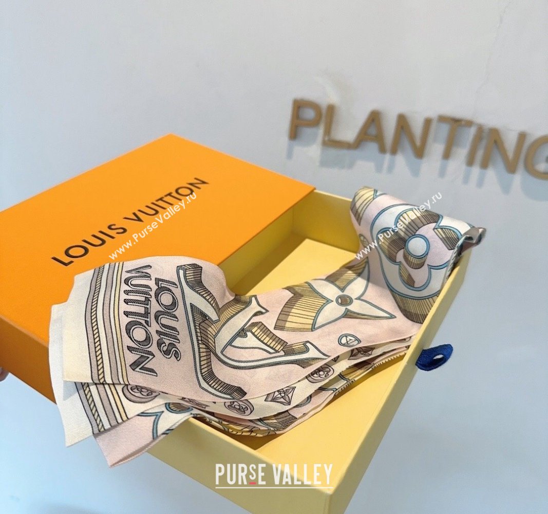 Louis Vuitton Silk Bandeau Scarf 8x120cm Light Pink 2024 040301 (XMN-240403154)