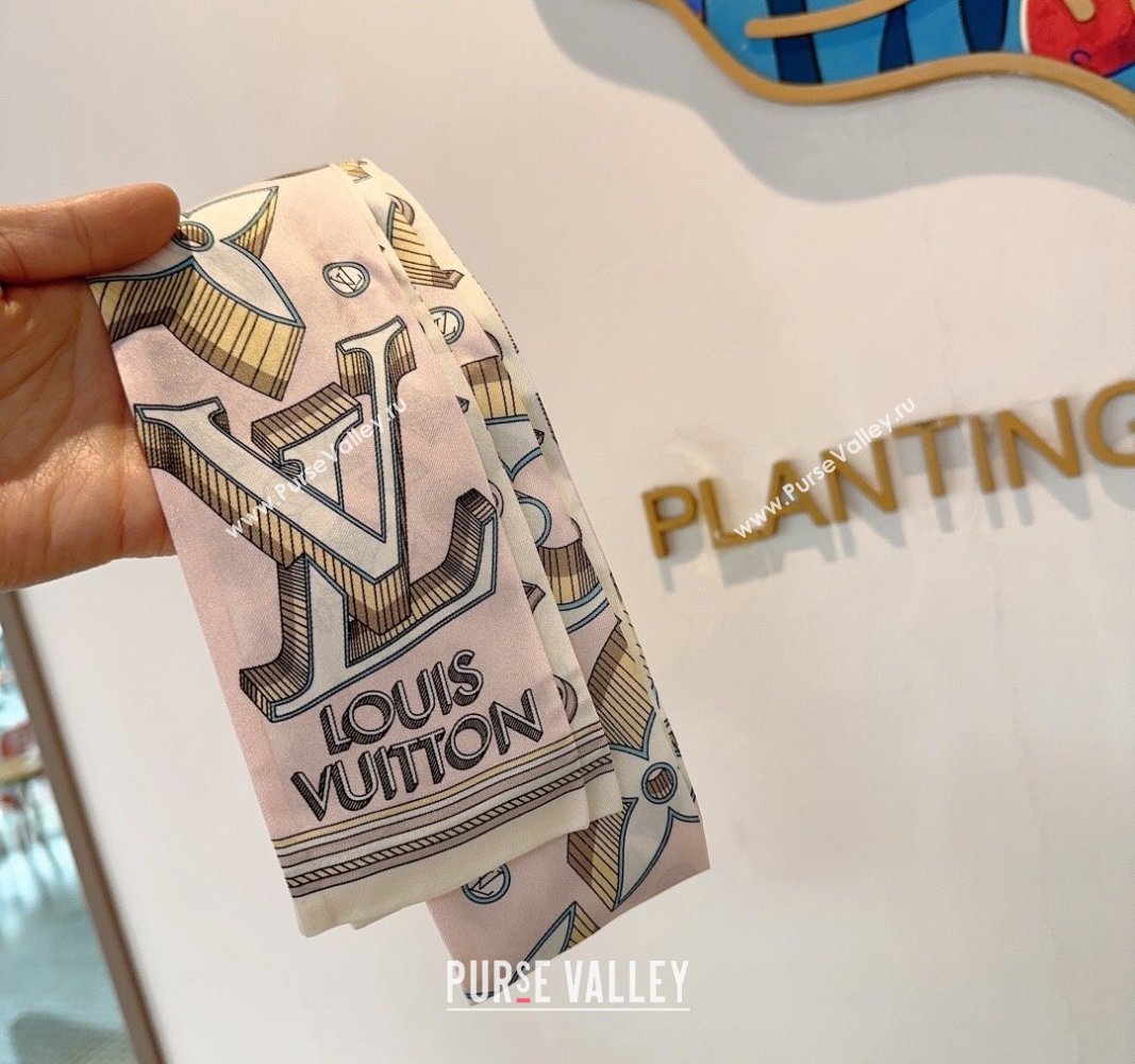 Louis Vuitton Silk Bandeau Scarf 8x120cm Light Pink 2024 040301 (XMN-240403154)