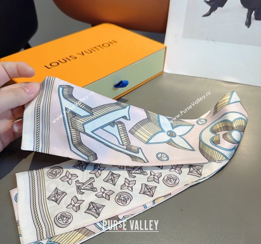 Louis Vuitton Silk Bandeau Scarf 8x120cm Light Pink 2024 040301 (XMN-240403154)