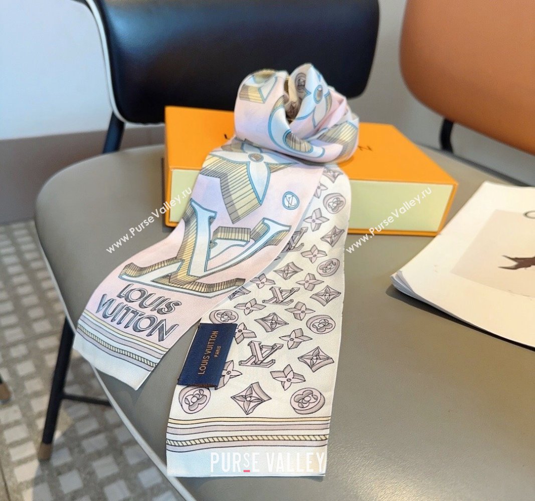 Louis Vuitton Silk Bandeau Scarf 8x120cm Light Pink 2024 040301 (XMN-240403154)