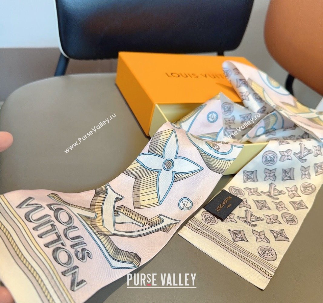 Louis Vuitton Silk Bandeau Scarf 8x120cm Light Pink 2024 040301 (XMN-240403154)