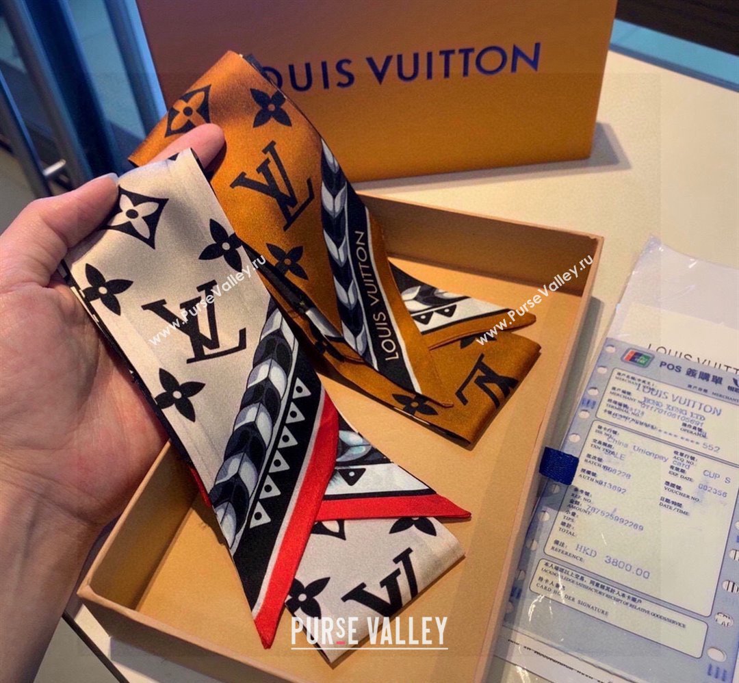 Louis Vuitton Crafty Silk Bandeau Scarf 5x120cm Beige 2024 0403 (XMN-240403159)