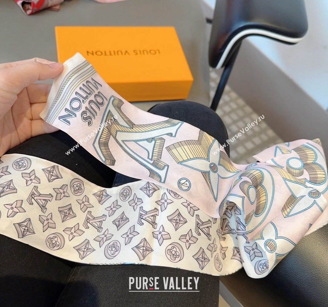 Louis Vuitton Silk Bandeau Scarf 8x120cm Light Pink 2024 040301 (XMN-240403154)